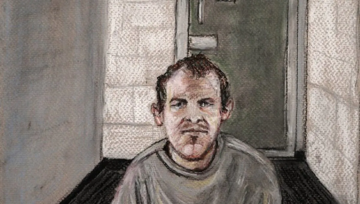 Brenton Tarrant, the man accused of killing 51 people at two Christchurch mosques in March appears via video link at the Christchurch District Court, from the maximum security prison in Auckland where he's being held, Christchurch, New Zealand, on June 14, 2019. (Stephanie McEwin/AP Photo)