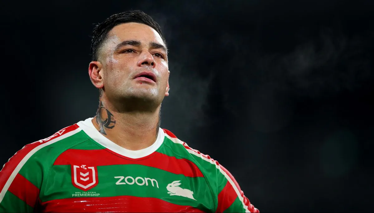 John Sutton of the Rabbitohs looks dejected after losing the round 15 NRL match between the Wests Tigers and the South Sydney Rabbitohs at Bankwest Stadium on Jun. 27, 2019 in Sydney, Australia. (Cameron Spencer/Getty Images)