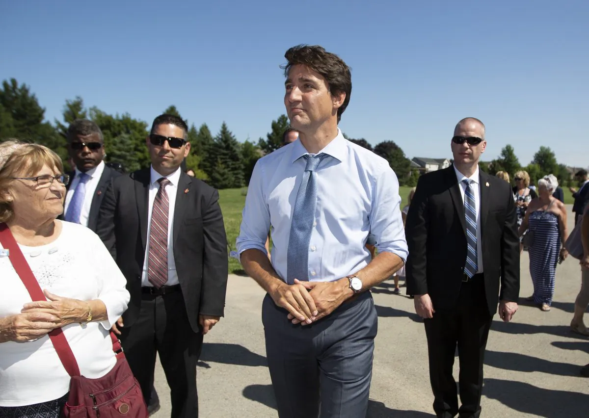 Prime Minister Justin Trudeau visits the community centre in Niagara-on-the-Lake, Ont., on August 14, 2019. (The Canadian Press/Peter Power)