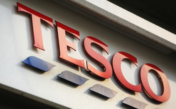 A store sign for Tesco, who have announced new jobs during lockdown, is pictured in central in London, England on January 14, 2008. (Daniel Berehulak/Getty Images)