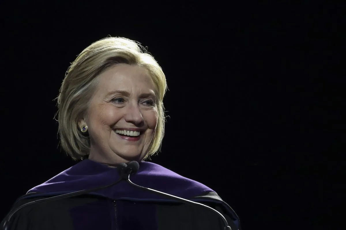Former Secretary of State Hillary Clinton delivers the commencement address at the Hunter College Commencement ceremony at Madison Square Garden, May 29, 2019 in New York City. (Drew Angerer/Getty Images)