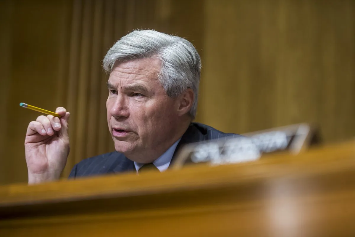 Sen. Sheldon Whitehouse (D-R.I.) on Capitol Hill in Washington on June 11, 2019. Whitehouse filed a friend of the court brief in a gun rights cast that has been perceived as a threat to restructure the Supreme Court. (Zach Gibson/Getty Images)