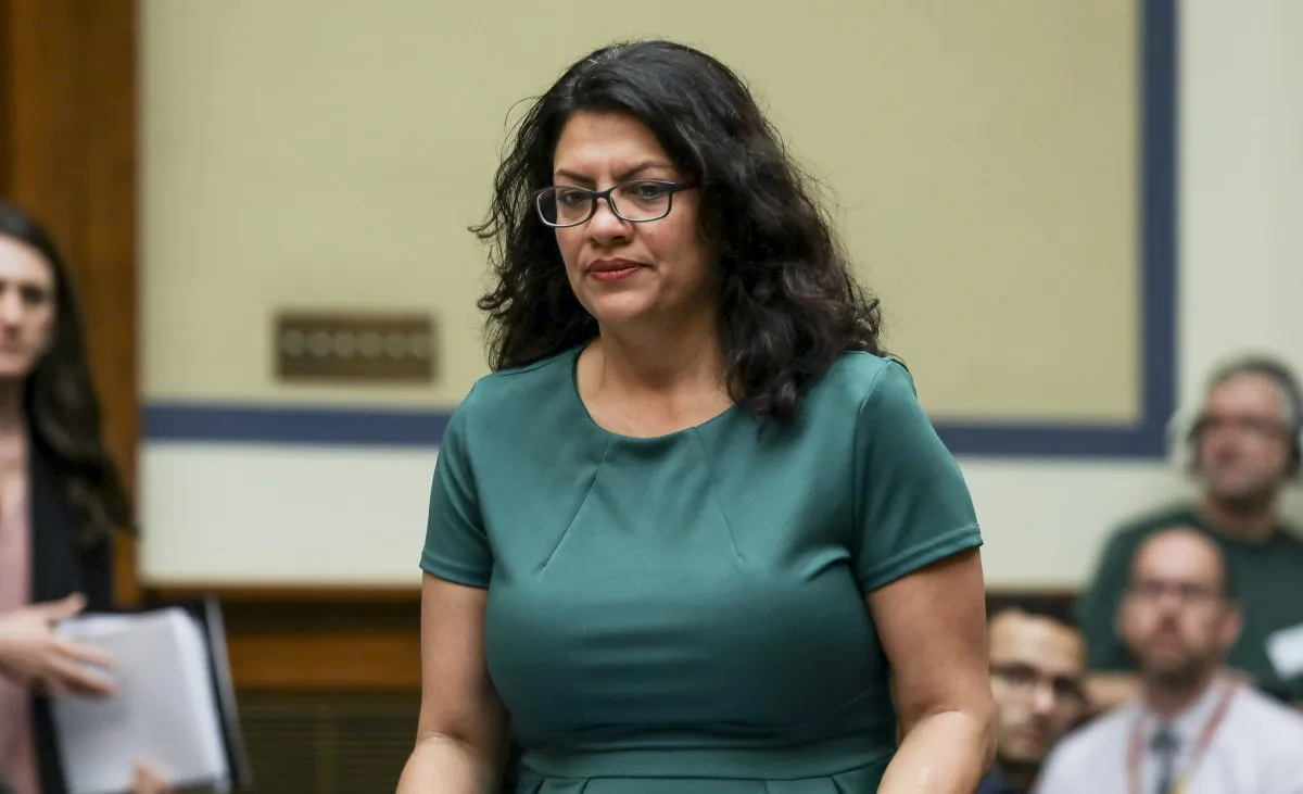 Rep. Rashida Tlaib (D-Mich.) at a hearing in Washington on July 12, 2019. (Charlotte Cuthbertson/The Epoch Times)