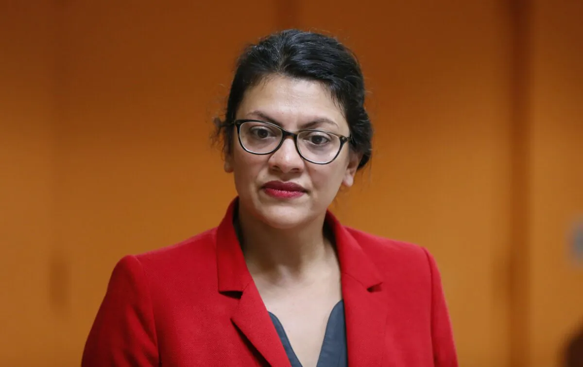 Rep. Rashida Tlaib (D-Mich.), listens to a question from a constituent in Wixom, Mich., on Aug. 15, 2019. (Paul Sancya/AP)