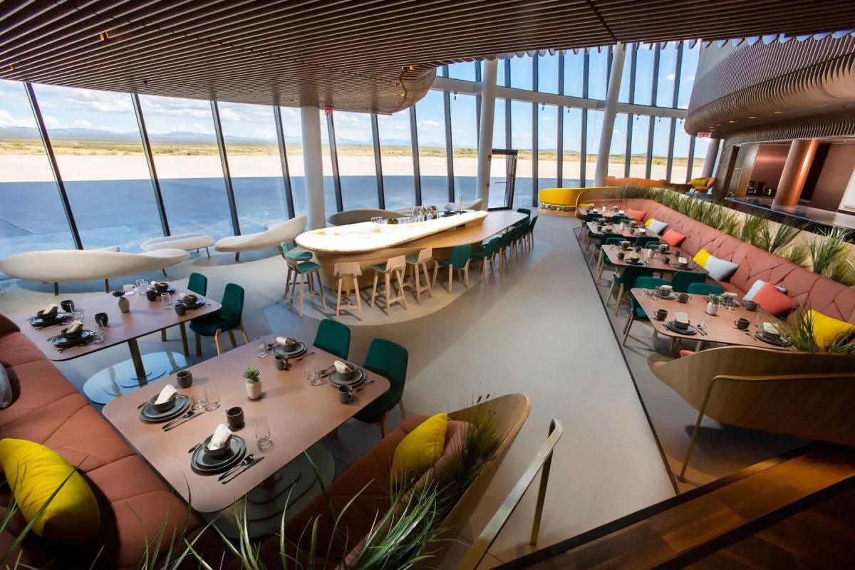Virgin Galactic named the downstairs lounge area "Gaia," the Greek word for Earth. (Virgin Galactic)