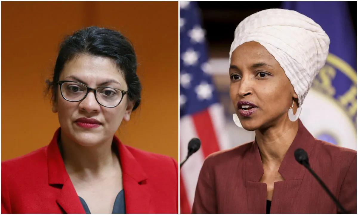 Reps. Rashida Tlaib (D-Mich.) and Ilhan Omar (D-Minn.). (Paul Sancya/AP Photo and Holly Kellum/NTD)