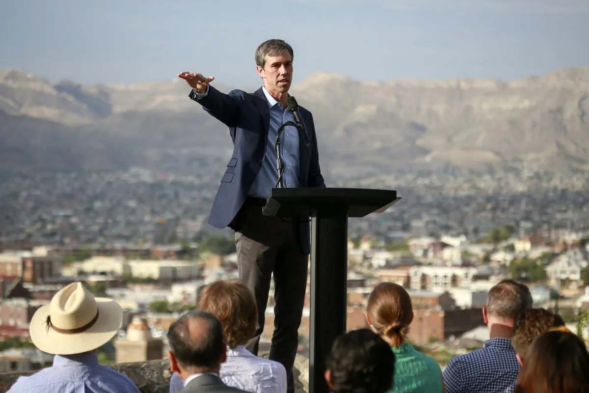 Democratic presidential candidate and former Texas Rep. Beto O'Rourke speaks to a crowd in El Paso, Texas on Aug. 15, 2019. (Sandy Huffaker/Getty Images)