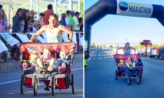 Mom of 3 Shatters World Record Finishing Half Marathon With Kids in Triple Stroller