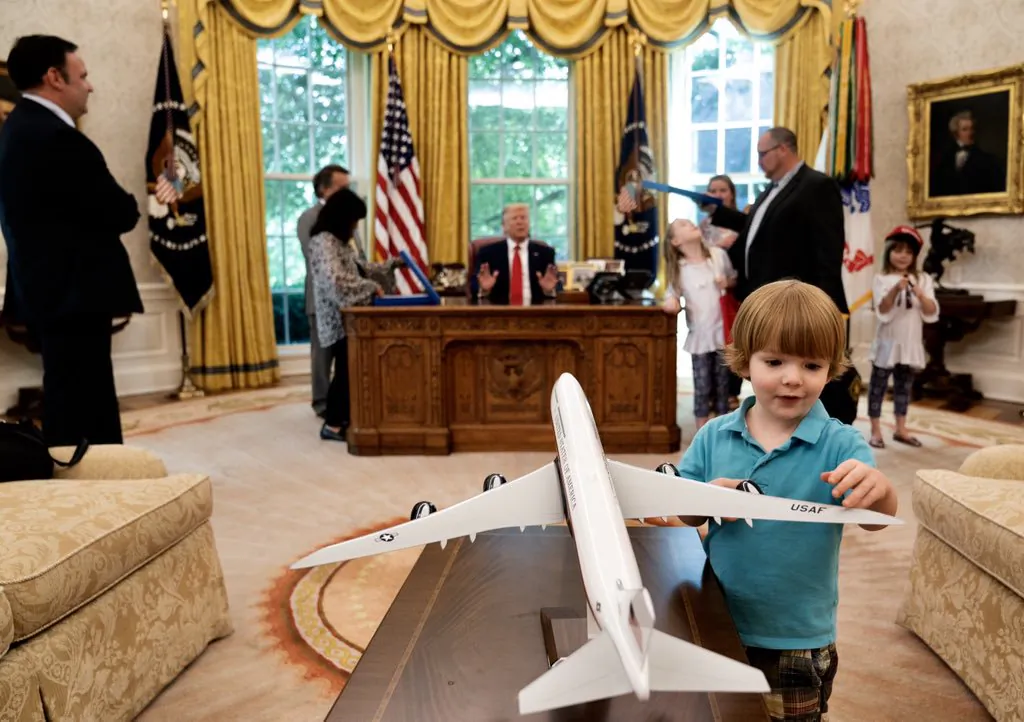 President Donald Trump meets with meme makers known as Carpe Dontktum and Mad Liberals at the Oval Office in the White House on July 3, 2019, in Washington. (White House)
