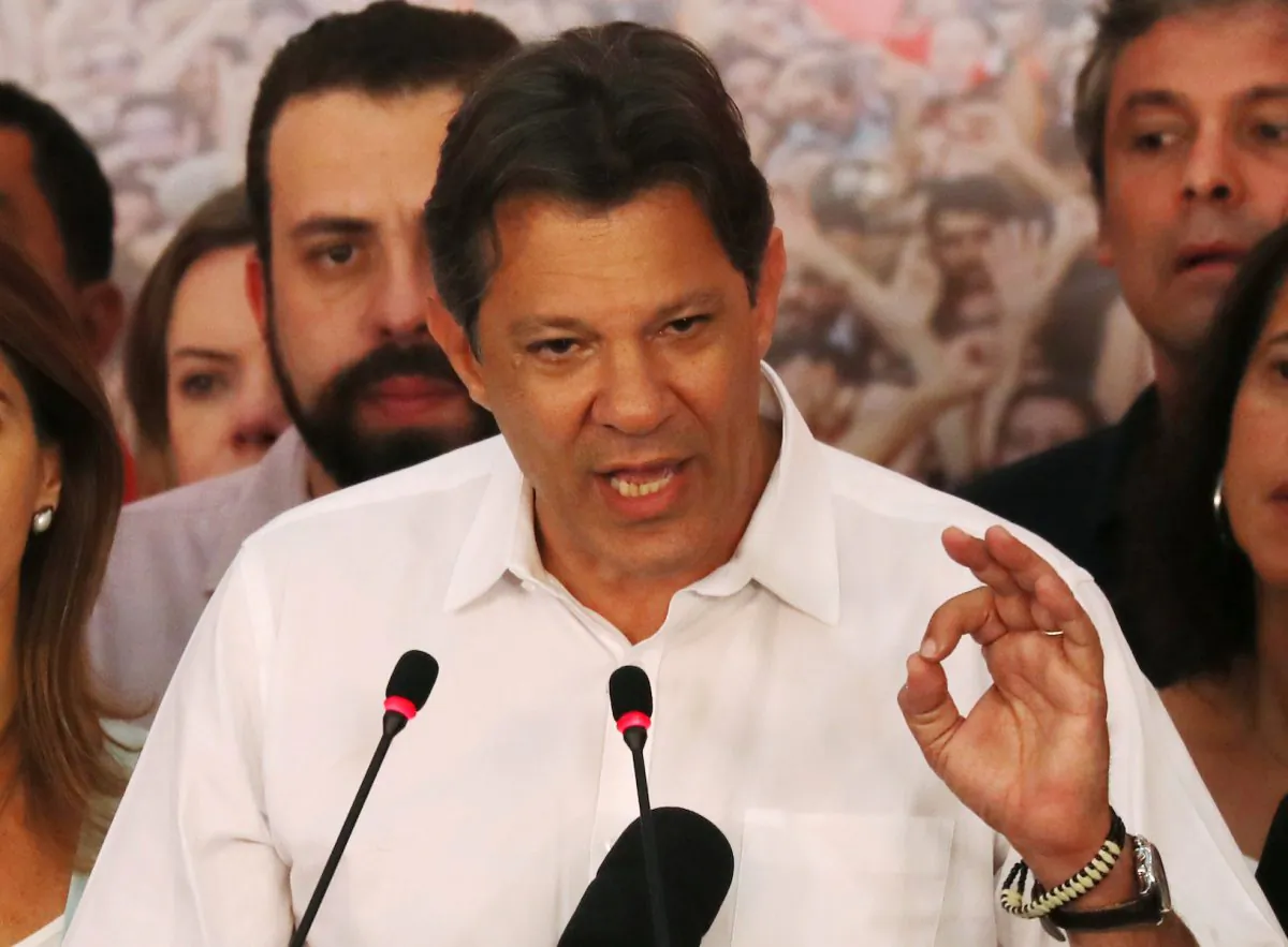 Fernando Haddad, presidential candidate of Brazil's leftist Workers Party (PT), speaks during a news conference during a runoff election in Sao Paulo, Brazil Oct. 28, 2018. (Reuters/Paulo Whitaker/File Photo)
