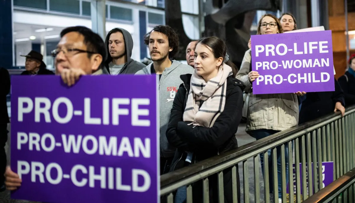 Pro-Life protesters demonstrating on Aug. 20, 2019 in Martin Place, Sydney, Australia. (James Gourley/Getty Images)