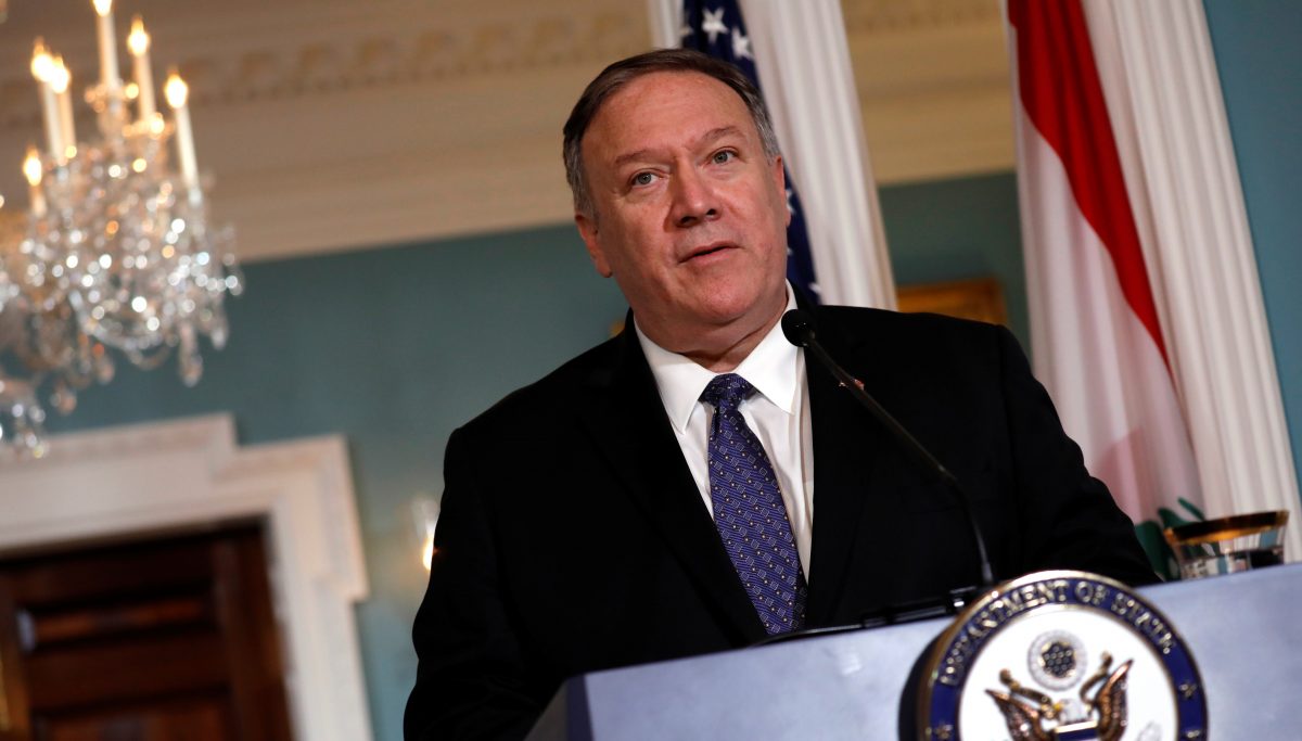 U.S. Secretary of State Mike Pompeo talks to the media after his meeting with Lebanon's Prime Minister Saad al-Hariri at the State Department in Washington, U.S., August 15, 2019. (Yuri Gripas/Reuters)