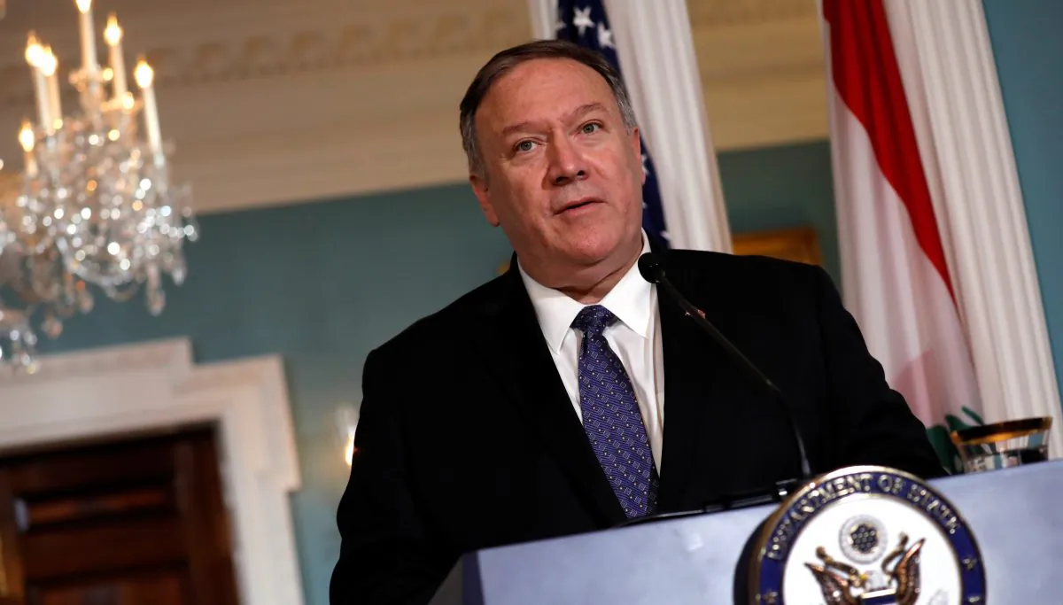 U.S. Secretary of State Mike Pompeo talks to the media after his meeting with Lebanon's Prime Minister Saad al-Hariri  at the State Department in Washington, U.S., August 15, 2019. (Yuri Gripas/Reuters)