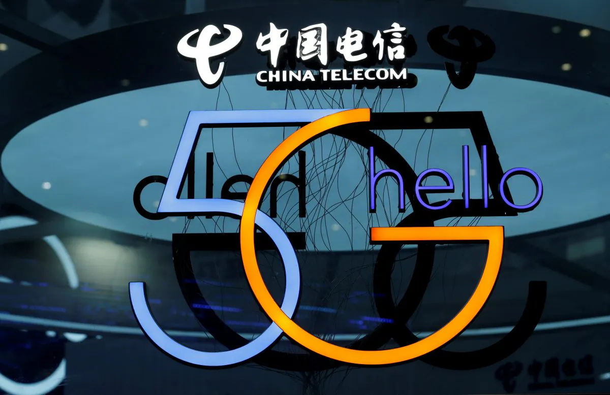 A sign of 5G is pictured at the booth of China Telecom during an internet expo at the fifth World Internet Conference (WIC) in Wuzhen, Zhejiang Province, China, on Nov. 7, 2018. (Jason Lee/Reuters)
