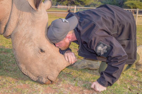 Tate with a rhino
