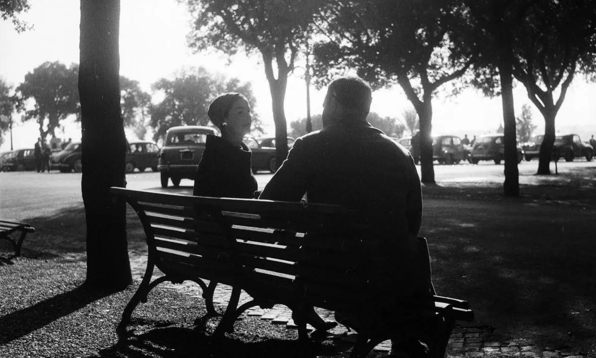 Two lonely hearts meet in the park of the Villa Borghese in Rome. They both frequent the Cafe Canova where the manager Omero Benfanati works in cooperation with a marriage agency. Enzo Graffeo/BIPs/Getty Images