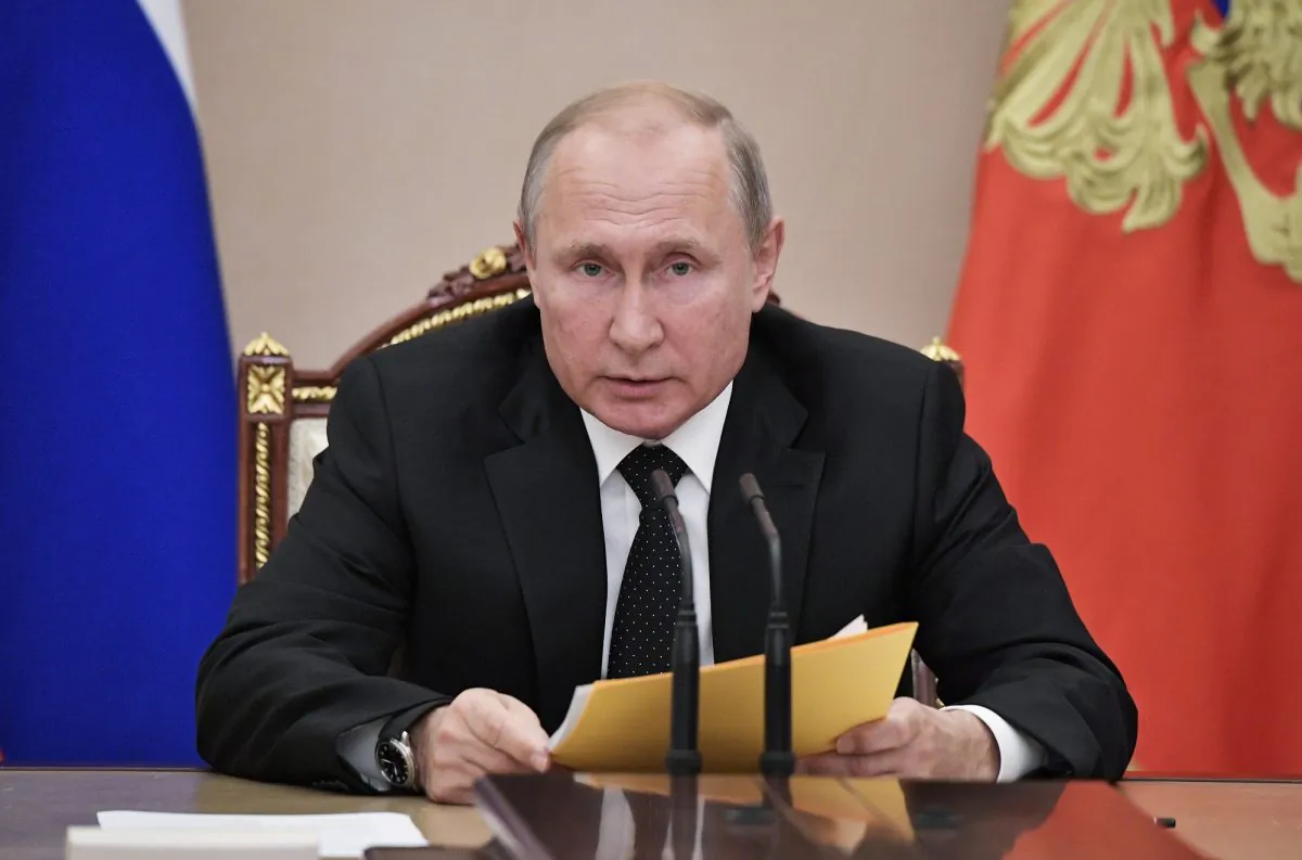 Russia's President Vladimir Putin chairs a meeting with members of the Security Council in Moscow, Russia on Aug. 23, 2019. (Sputnik/Alexey Nikolsky/Kremlin via Reuters)