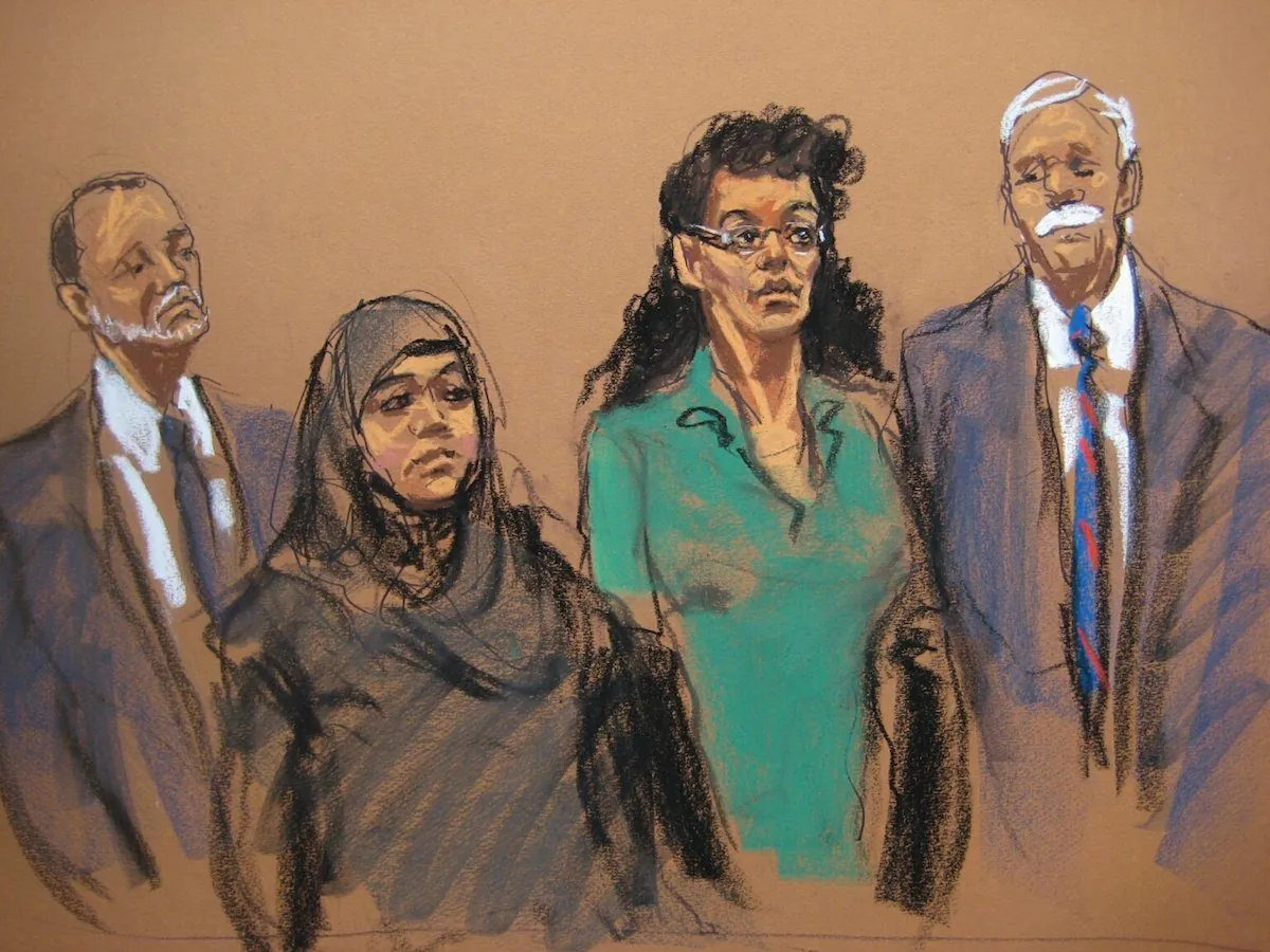 Sketches of alleged ISIS-inspired bomb plot perps Noelle Velentzas and Asia Siddiqui. (CNN)