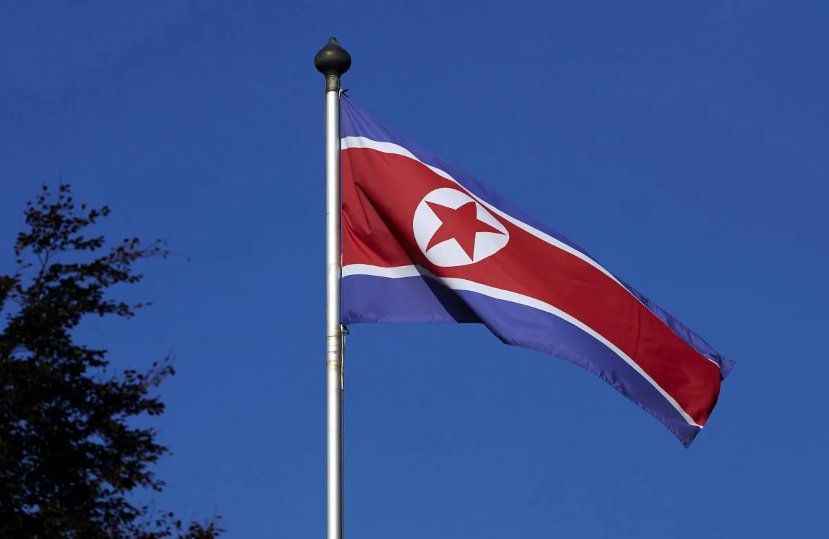 A North Korean flag at the Permanent Mission of North Korea in Geneva, on Oct. 2, 2014. (Denis Balibouse/Reuters)