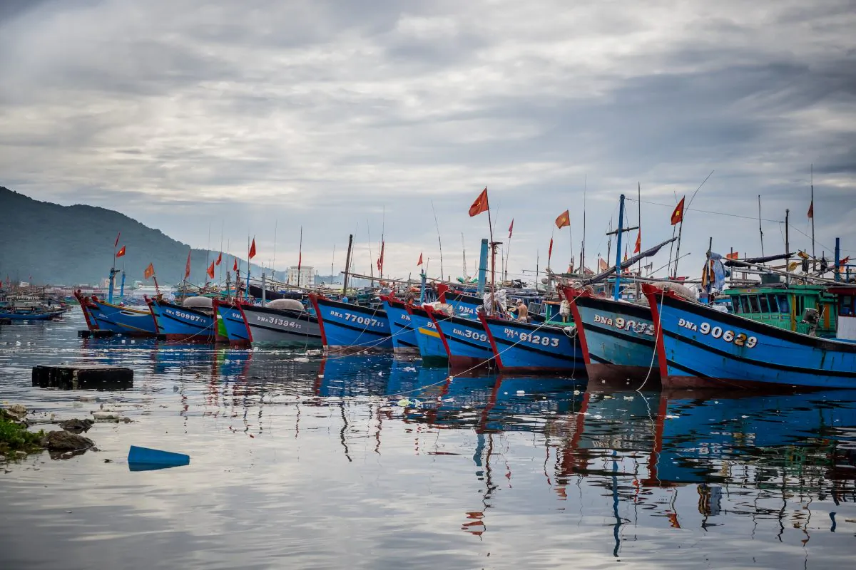 Landscape of the Thuan Phuoc port with fishing boats in Danang, Vietnam. Vietnam, on Aug. 30, 2016. (Linh Pham/Stringer/Getty Images)