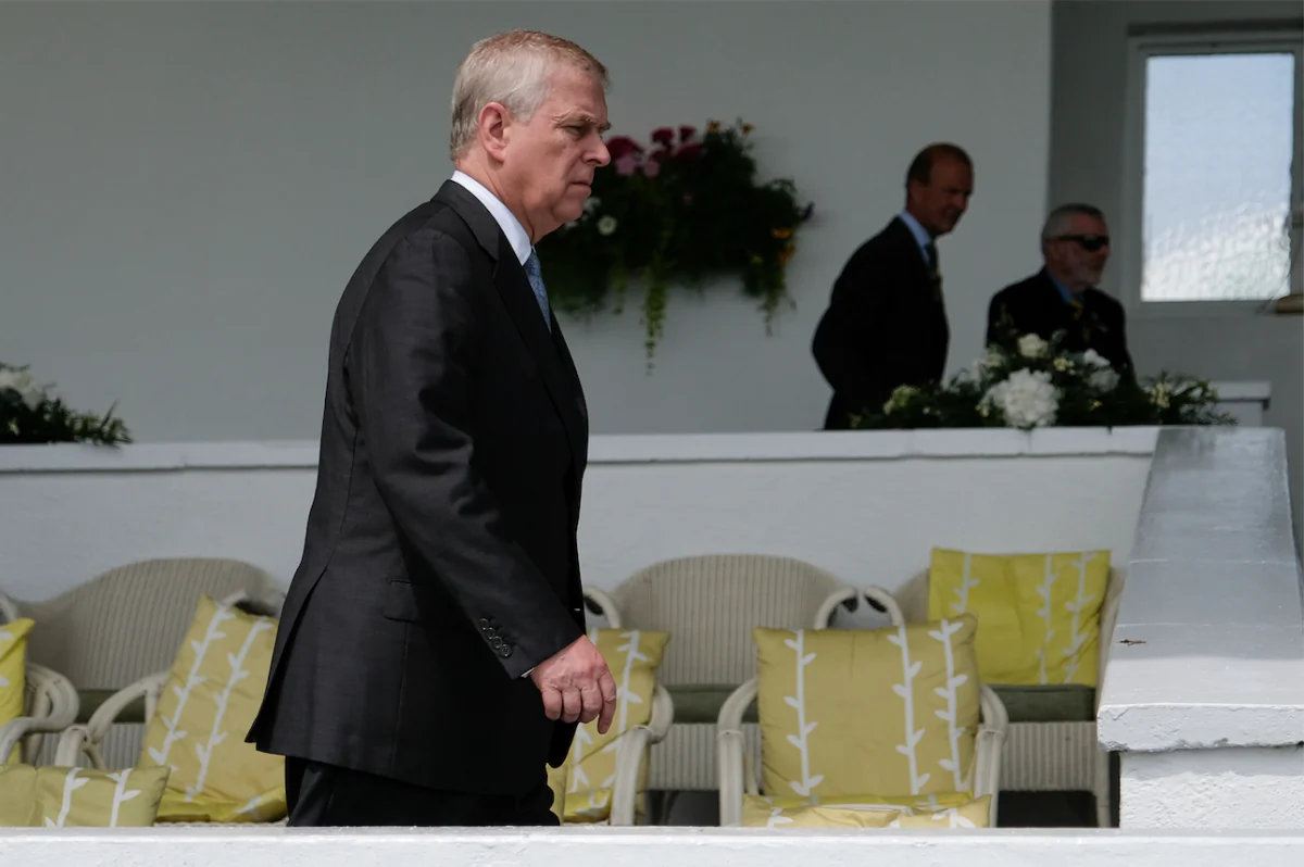 Prince Andrew, Duke of York, visits the showground on the final day of the 161st Great Yorkshire Show  in Harrogate, England, on July 11, 2019. (Ian Forsyth/Getty Images)