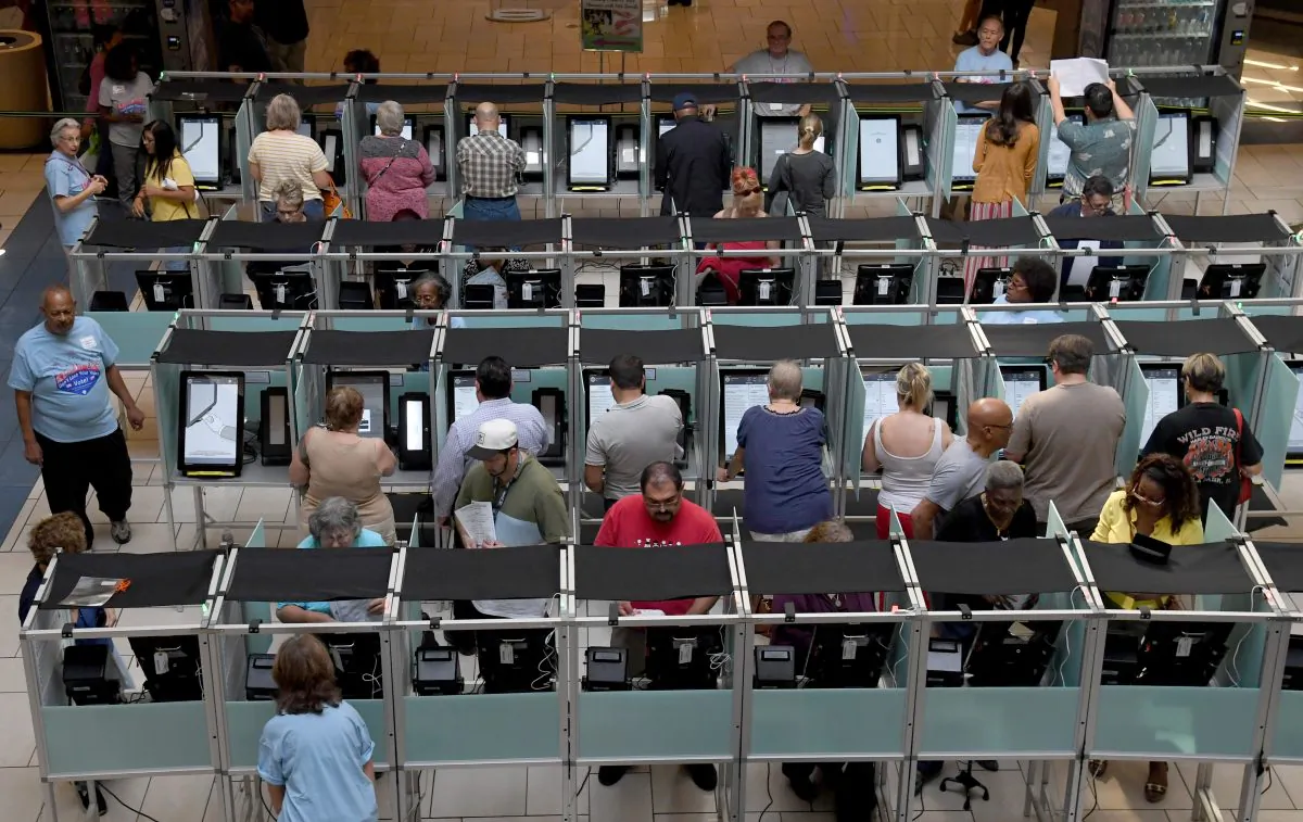 People vote on the first day of early voting in Las Vegas on Oct. 20, 2018. (Ethan Miller/Getty Images)