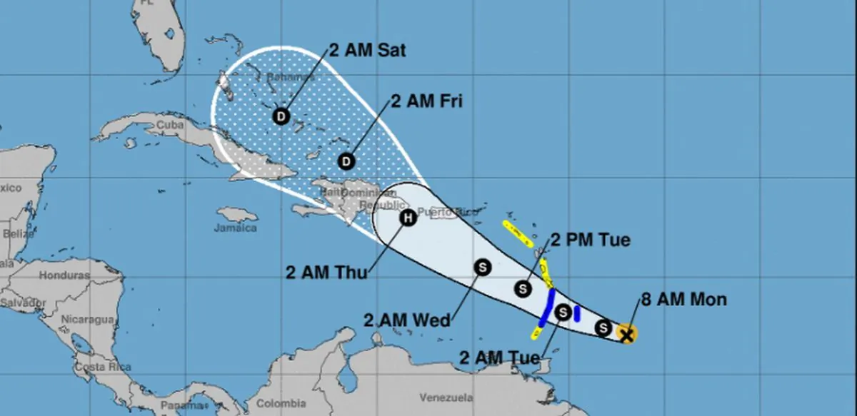 Tropical Storm Dorian has triggered warnings across the Caribbean islands on Aug. 26, and it could track near Puerto Rico as a hurricane later in the week. (NHC)
