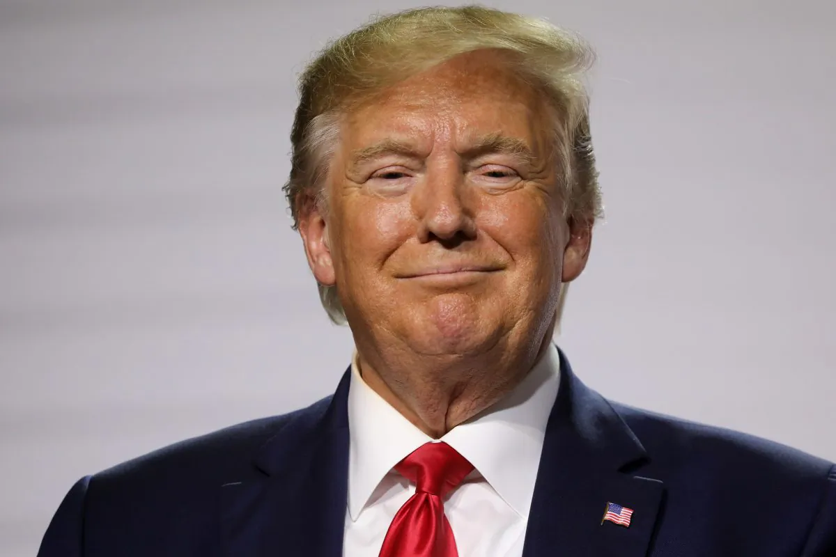President Donald Trump smiles during a joint press conference with French President Emmanuel Macron in Biarritz, south-west France on Aug. 26, 2019. (Ludovic Marin/AFP/Getty Images)