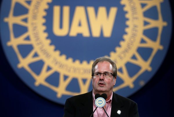 United Auto Workers (UAW) union President Gary Jones addresses UAW delegates at the 'Special Convention 