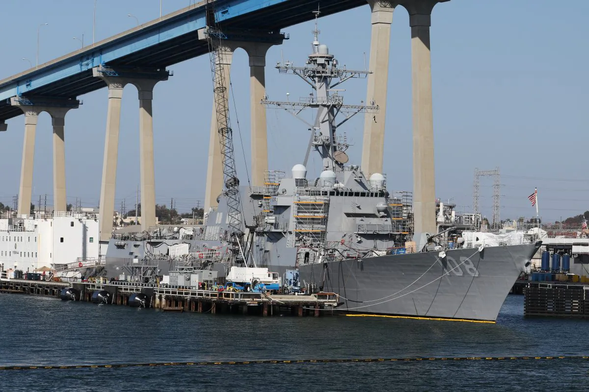 The USS Wayne E. Meyer (DDG-108) Arleigh Burke-class Destroyer sits docked in San Diego, California, on April 12, 2015. (Louis Nastro/Reuters)