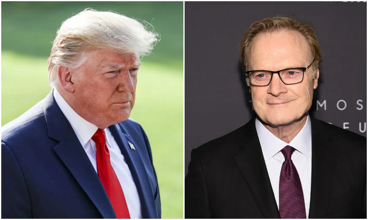 L: President Donald Trump in a file photograph. (Charlotte Cuthbertson/The Epoch Times) R: Lawrence O'Donnell, an MSNBC host, in a file photograph. (Theo Wargo/Getty Images for THR)