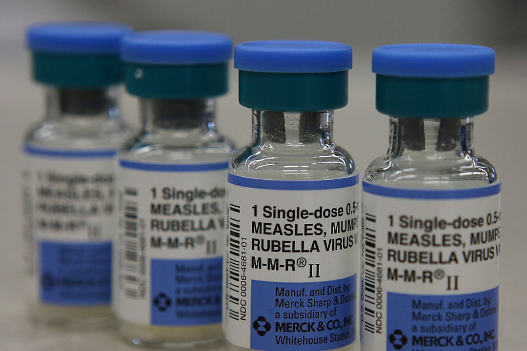 Vials of measles, mumps, and rubella vaccine are displayed on a counter at a Walgreens Pharmacy in Mill Valley, Calif., on Jan. 26, 2015. (Justin Sullivan/Getty Images)