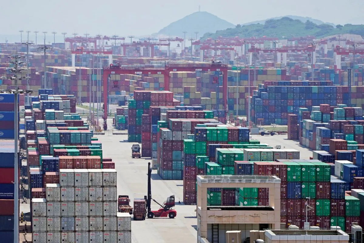 Containers are seen at the Yangshan Deep Water Port in Shanghai, China on Aug. 6, 2019. (Aly Song/Reuters)