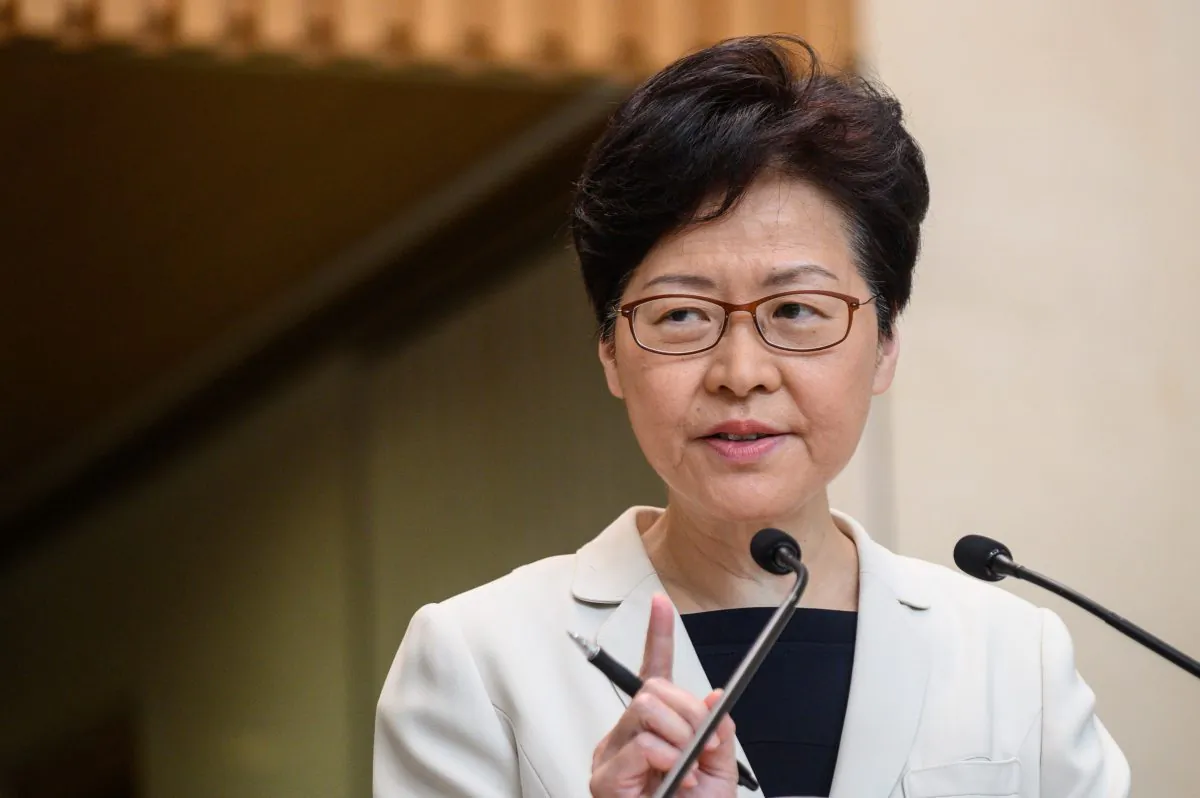Hong Kong Chief Executive Carrie Lam speaks at a press conference in Hong Kong on Aug. 27, 2019. (Philip Fong/AFP/Getty Images)