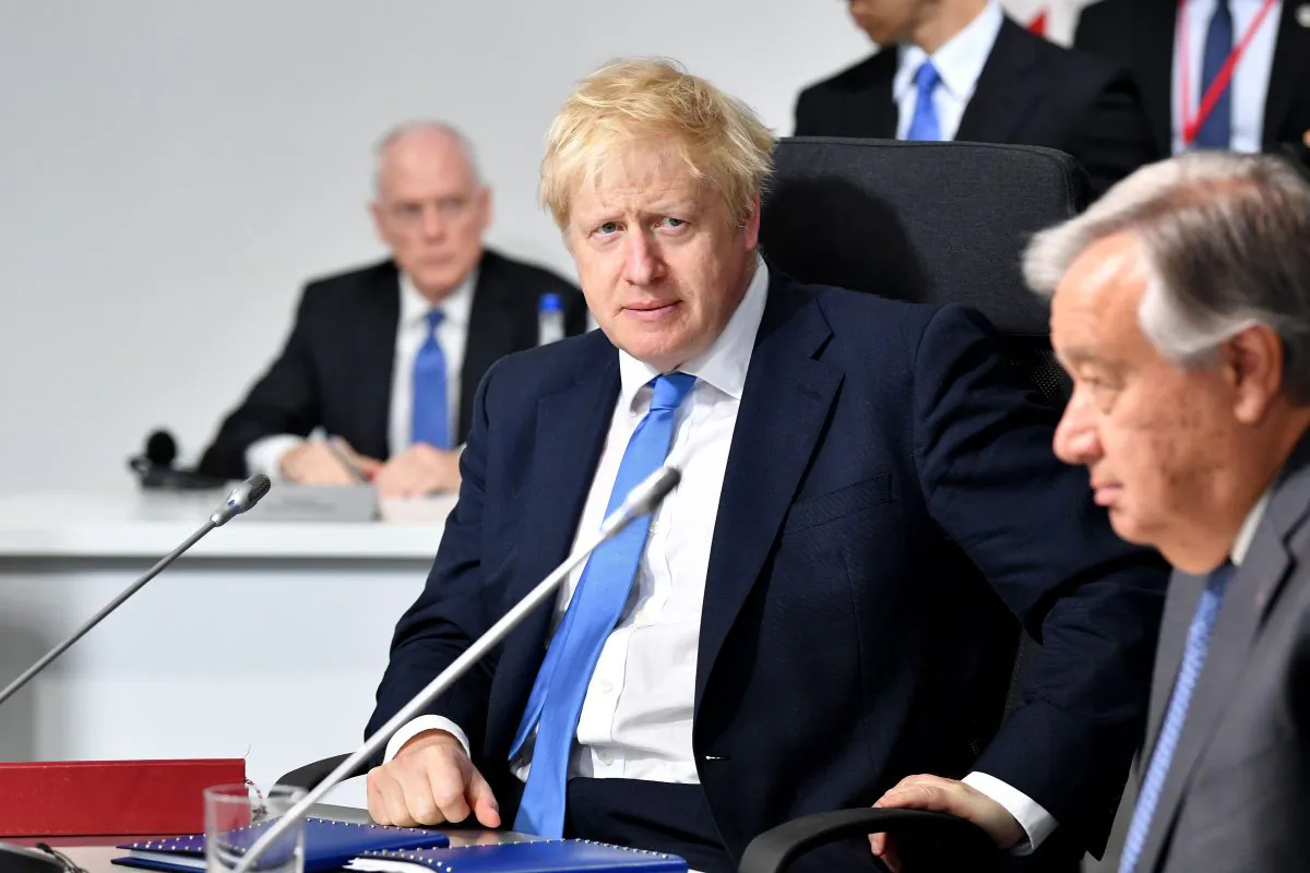 British Prime Minister Boris Johnson attends an extended working session on Foreign Policy and Security Affairs: Syria during the G7 summit in Biarritz, France, on Aug. 26, 2019. (Jeff J. Mitchell/Getty Images)