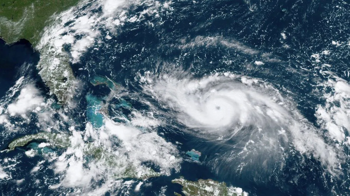 This GOES-16 satellite image taken at 17:20 UTC on Aug. 30, 2019. (NOAA via AP)