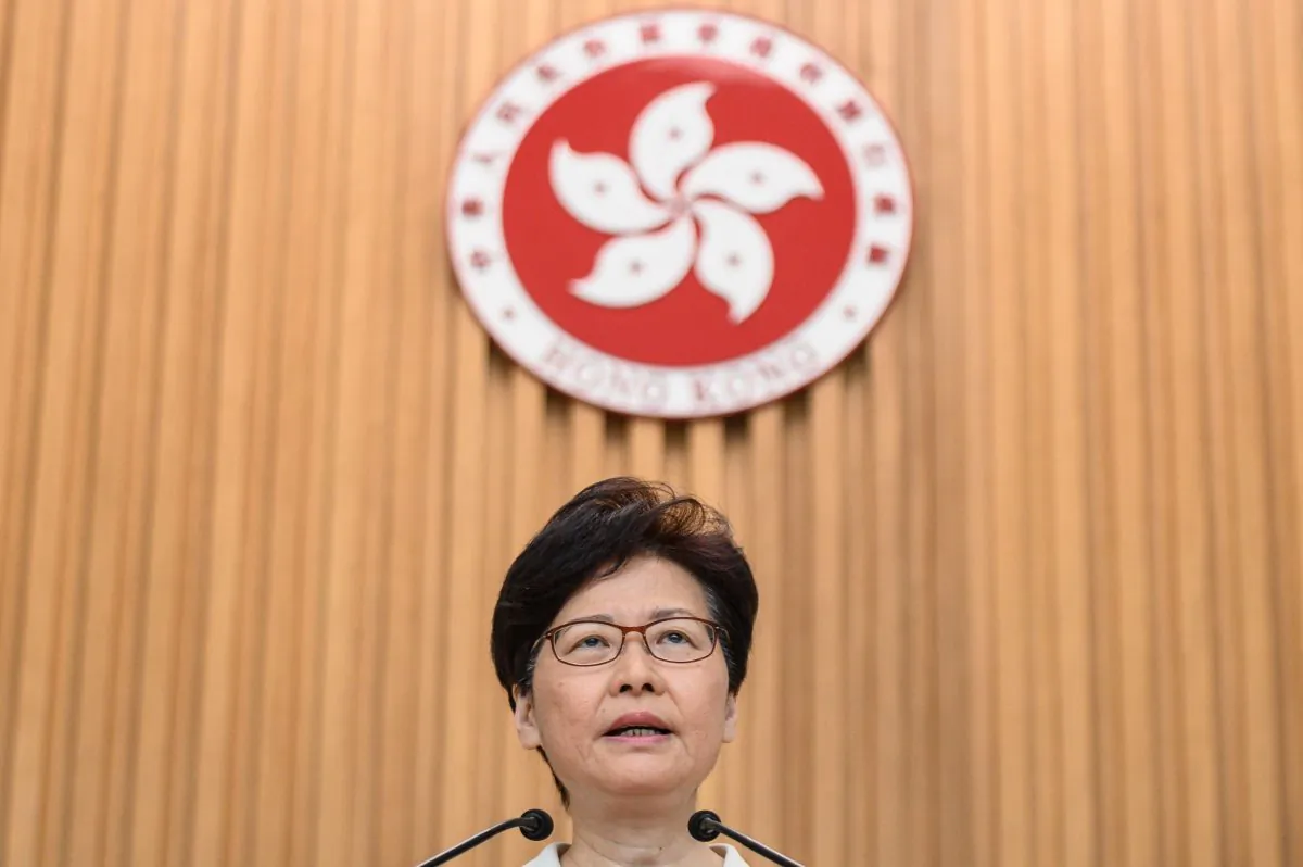 Hong Kong Chief Executive Carrie Lam speaks at a press conference in Hong Kong on Aug. 27, 2019. (Philip Fong/AFP/Getty Images)