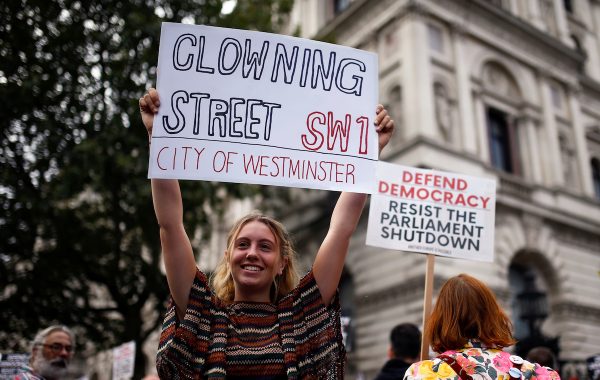 Anti-Brexit protestors demonstrate at Whitehall in London