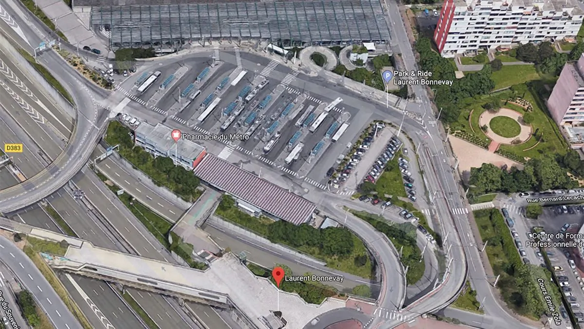 The Laurent-Bonnevay public transit station in the town of Villeurbanne, near Lyon, in France. (Google Maps)

