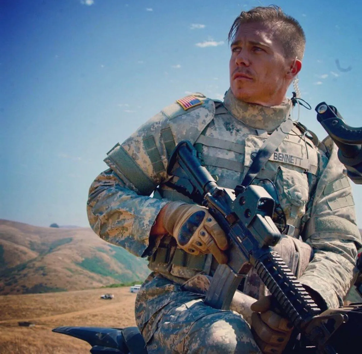 Michael Roark as a soldier in the Iraq War in “Bennett’s War.” (Forrest Films)