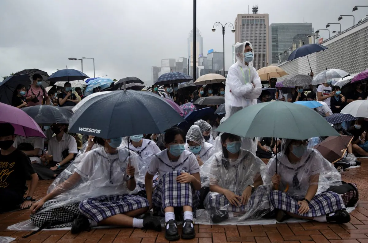 School students boycott their classes as they take part in a protest in Hong Kong, on Sept. 2, 2019. (Danish Siddiqui/Reuters)