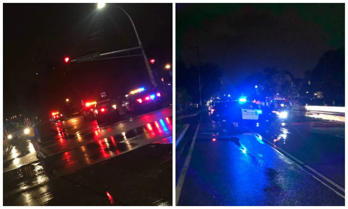 Police officers investigate a shooting and a car crash outside the Minnesota State Fair overnight. (Saint Paul Police Department)