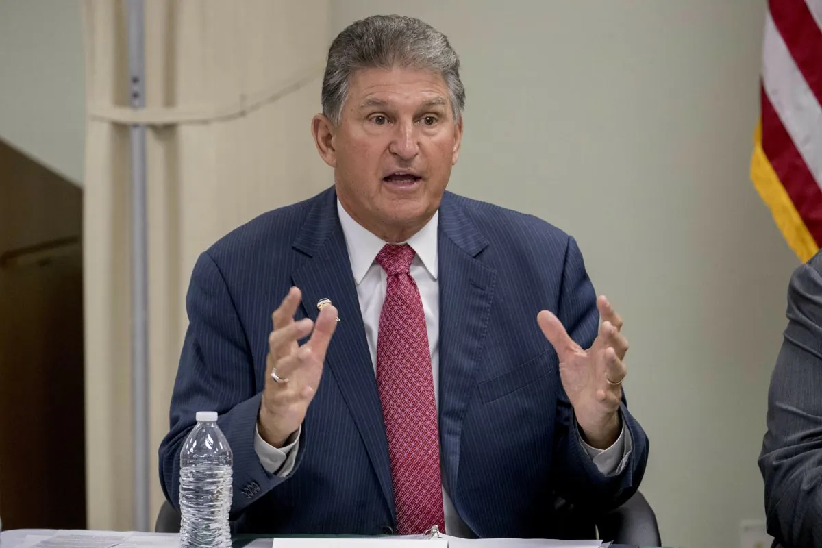Sen. Joe Manchin, (D-W.Va.), speaks at a roundtable on the opioid epidemic at Cabell-Huntington Health Center in Huntington, West Va., on July 8, 2019. (Andrew Harnik/AP)