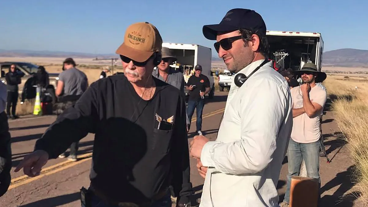 Frank Shankwitz (L) on the set of the film "Wish Man," which is based on his life story. (Courtesy of Frank Shankwitz)