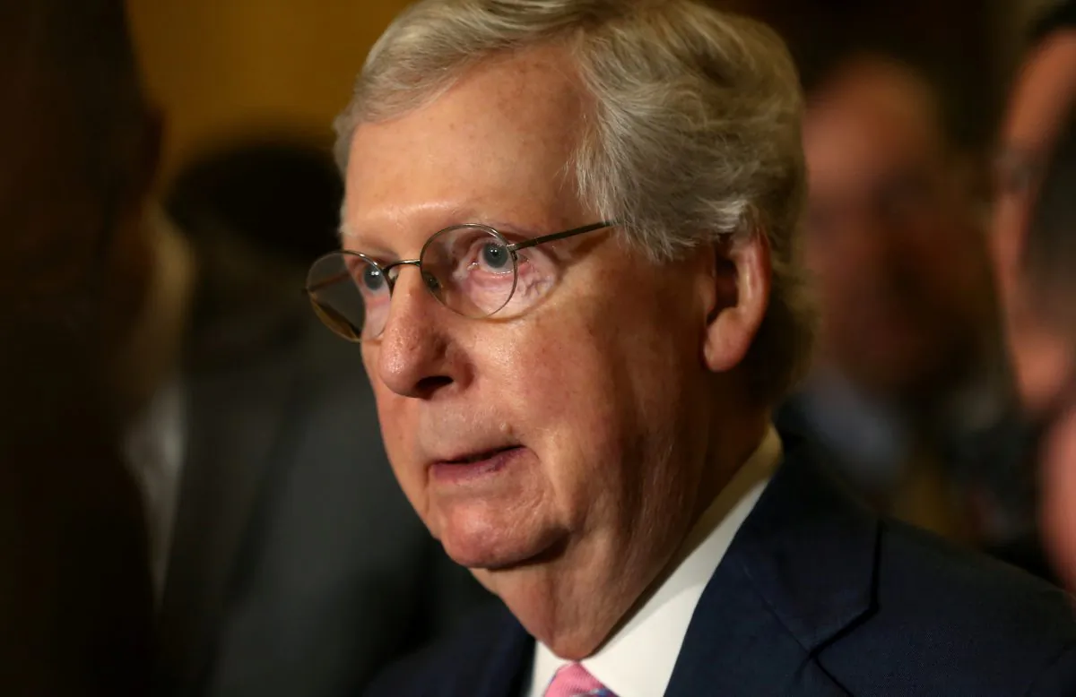 Senate Majority Leader Mitch McConnell (R-Ky.) speaks to the news media in Washington in a file photograph. (Leah Millis/Reuters)