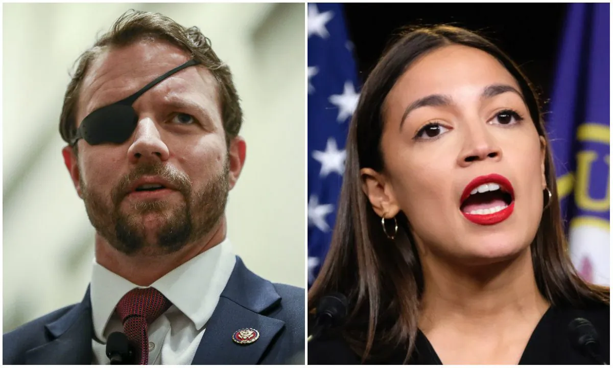 Dan Crenshaw (R-Texas) and Alexandria Ocasio-Cortez (D-N.Y.). (Samira Bouaou/The Epoch Times (L) and Alex Wroblewski/Getty Images(R))