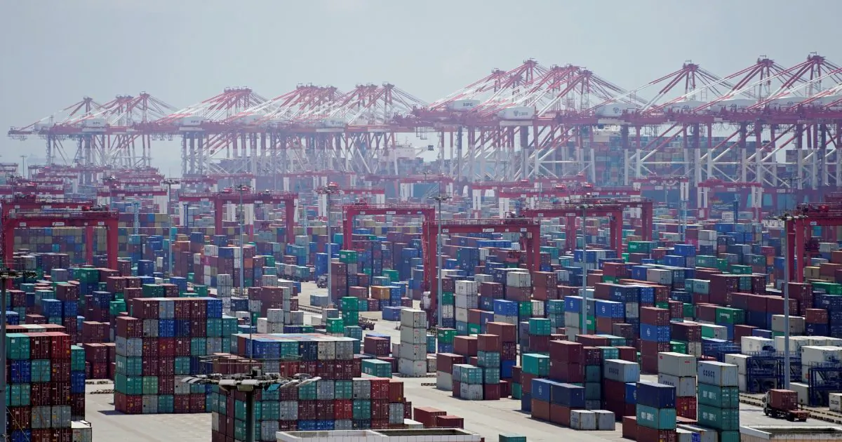 Containers are seen at the Yangshan Deep Water Port in Shanghai, China Aug. 6, 2019. (Aly Song/Reuters)