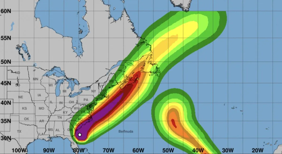 Forecast for Hurricane Dorian wind speeds on Sept. 4, 2019. (NHC)