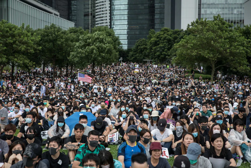 Protesters take part in a school boycott rally at Tamer Park in Central district in Hong Kong on Sept. 2, 2019. (Chris McGrath/Getty Images)