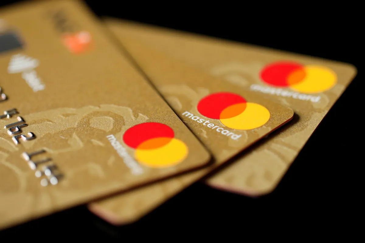 Mastercard Inc. credit cards are displayed in this picture illustration taken on Dec. 8, 2017. (Benoit Tessier/Illustration/Reuters)